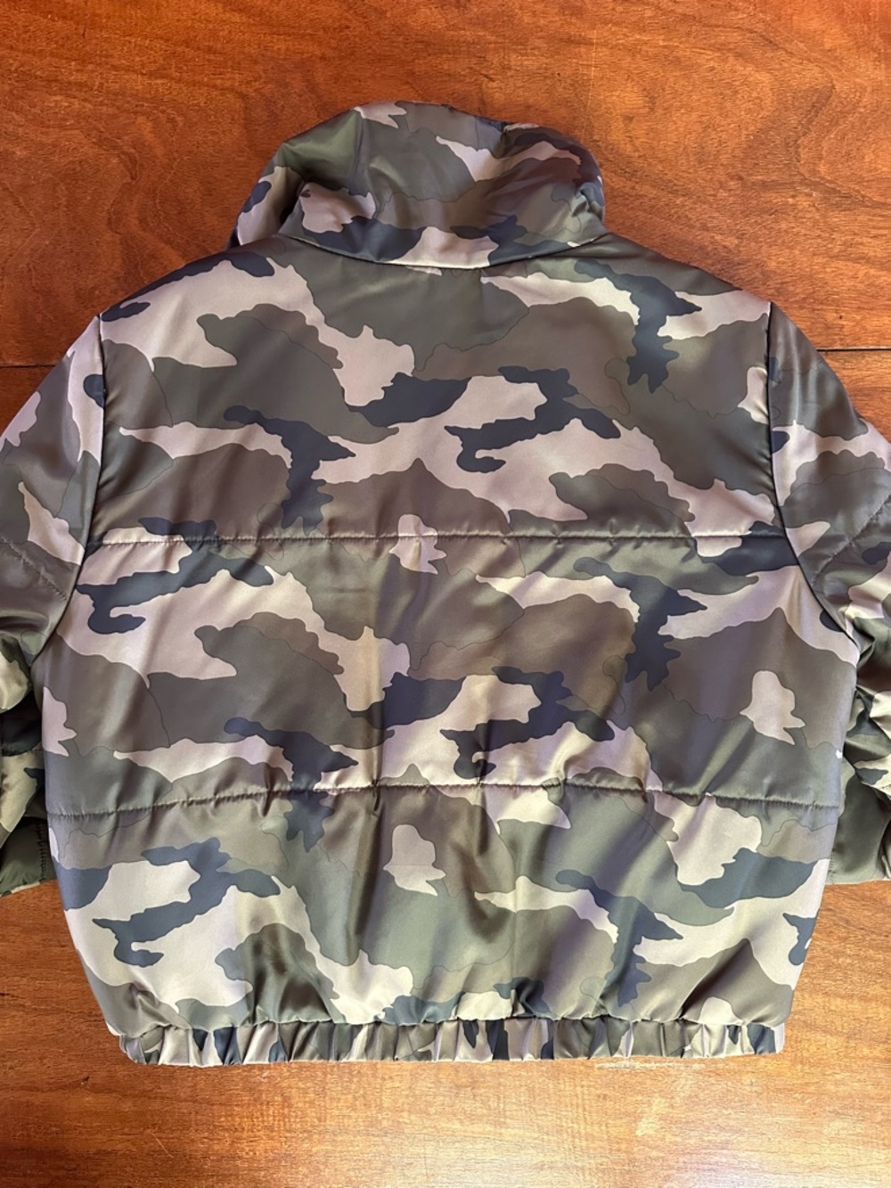 Wild Fable Cropped Camo Puffer Jacket Blaze Orange Lining Size Small - Picture 6 of 6